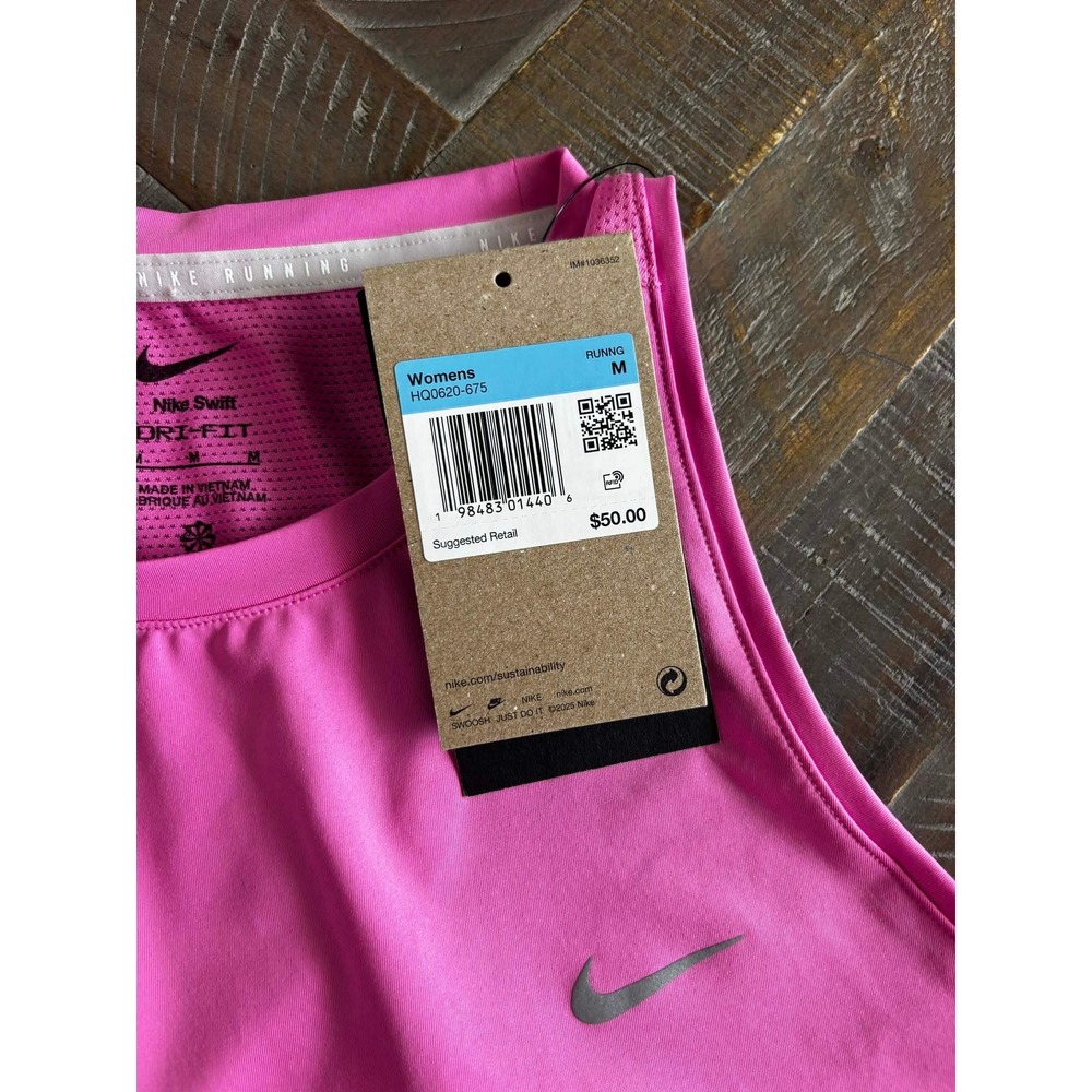 Nike Swift Dri-FIT Running Tank Top Womens Medium Pink Slim Fit HQ0620-675 NWT - Picture 5 of 7